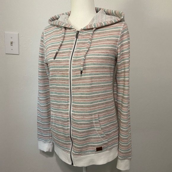 Roxy women's M terry cloth stripe full zip hoodie EUC - Picture 1 of 8